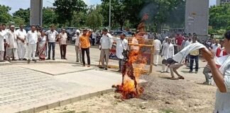 नाराज किसानों ने फूंका प्राधिकरण के सीईओ का पुतला ceo-greater-noida