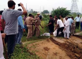 ग्रेनो प्राधिकरण ने धान की खड़ी फसल पर जेसीबी चलाकर मुक्त करायी 65 एकड़ जमीन greno-jcb