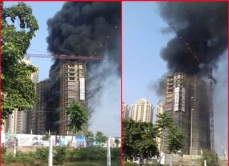 ग्रेटर नोएडा के जीटा-1 स्थित ATS बिल्डिंग में लगी आग ATS-TOWER