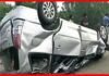 यमुना एक्सप्रेस-वे पर टायर फटने से कार पलटी, एक की मौत, सात लोग घायल car-accident in muzaffarnagar