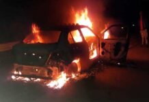 ग्रेटर नोएडा में चलती कार में लगी आग, धू-धू कर जली कार car-caught-fire