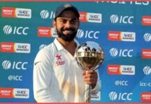 ICC टेस्ट क्रिकेट की ताजा रैंकिंग जारी: जाने कौन से स्थान पर है टीम इंडिया kohli--test-ranking