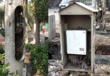 बड़े हादसे को दावत देते नोएडा सेक्टर 12 में बिजली के खुले बॉक्स तथा गले पोल electric-pole-sector-12-noida