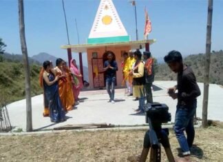 उत्तराखंडी रॉकर्स ग्रुप द्वारा पोखड़ा में गढ़वाली हनुमान भजन की शूटिग garhwali-hanuman-bhajan