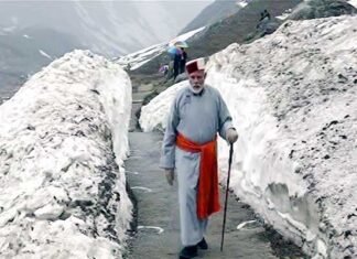 पहाड़ी पोशाक में केदारनाथ धाम पहुंचे पीएम मोदी ने पवित्र गुफा में लगाया ध्यान pm-modi-in-badrinath