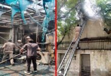 नोएडा अथॉरिटी के प्रशासनिक भवन में लगी आग noida-authority-fire
