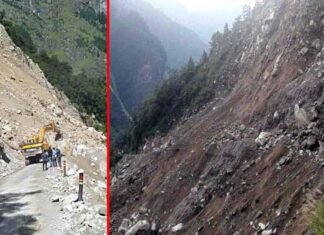 लामबगड़ में भूस्खलन से 300 मीटर बहा बदरीनाथ हाईवे, करीब 2000 तीर्थयात्री फंसे Badrinath Highway damaged from landslide at Lambagad