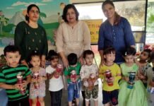 ग्रैंड माँ प्री स्कूल एंड डे केयर में नन्हे-मुन्ने बच्चों द्वारा पौधे प्रतियोगिता grand-ma-play-school