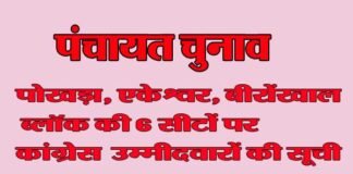 पंचायत चुनाव: चौबट्टाखाल विधानसभा क्षेत्र की 6 सीटों पर ये हैं कांग्रेस के प्रत्याशी congress-candidate-list