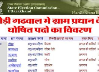 पौड़ी गढ़वाल के सभी ब्लॉकों के ग्राम प्रधान पदों के विजेताओं ने नाम यहाँ देखें gram-pradhan-winner-list