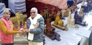 प्रेम सती की हस्तकला में अनूठी जादूगरी, चीड़ की छाल, किल्मोड़ा की जड़ से बनाए देश के विभिन्न मंदिरों के मॉडल prem sati handicraft man