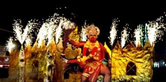 CBD ग्राउंड में चल रही श्री बालाजी रामलीला में लंका दहन का शानदार मंचन delhi cbd ground ramleela