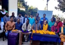 जीआईसी नवाखाल के प्रधानाचार्य इन्द्र सिंह मेवाड़ को सेवानिवृत्त पर भावभीनी विदाई farewell-parti