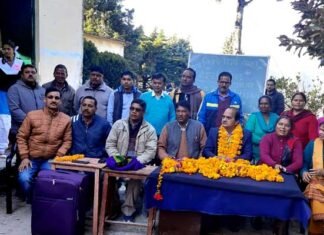जीआईसी नवाखाल के प्रधानाचार्य इन्द्र सिंह मेवाड़ को सेवानिवृत्त पर भावभीनी विदाई farewell-parti