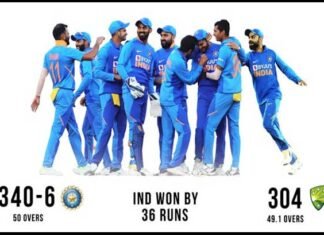 दूसरे वनडे में भारत ने ऑस्ट्रेलिया को 36 रनों से हराकर किया हिसाब बराबर India beat Australia by 36 runs