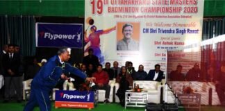उत्तराखण्ड स्टेट मास्टर्स बैडमिंटन चैंपियनशिप-2020 का मुख्यमंत्री ने किया शुभारम्भ state-badminton