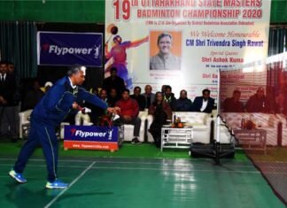 उत्तराखण्ड स्टेट मास्टर्स बैडमिंटन चैंपियनशिप-2020 का मुख्यमंत्री ने किया शुभारम्भ state-badminton