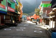 सतपुली में नगर पंचायत द्वारा सोशल डिस्टेंस की व्यवस्था sicial-distance-in-satpuli