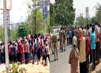लॉकडाउन में फंसे सैकड़ों मजदूर घर वापसी की मांग को लेकर उतरे सड़कों पर Laborers hit the streets