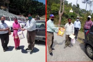 Sanitizers and masks distributed to villagers under National Service Scheme