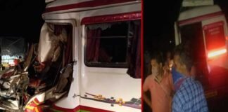 उत्तराखंड के प्रवासियों को पुणे से लेकर आ रही बस दुर्घटनाग्रस्त bus-collided-with-a-truck-i