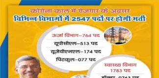 उत्तराखंड : कोरोना काल में रोजगार के अवसर, विभिन्न विभागों में 2547 पदों पर होगी भर्ती employment-in-uttarakhand