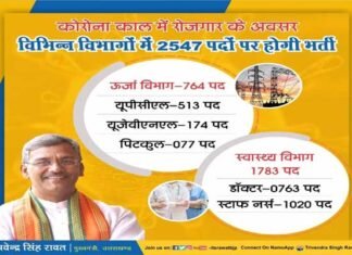 उत्तराखंड : कोरोना काल में रोजगार के अवसर, विभिन्न विभागों में 2547 पदों पर होगी भर्ती employment-in-uttarakhand