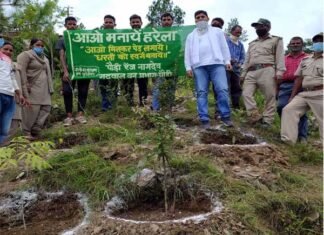 पौड़ी के ग्राम कफलना मे फलदार वृक्षो का वृक्षारोपण plantation