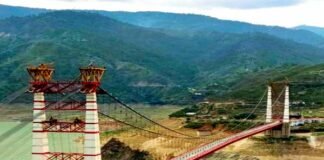 40 किमी. लम्बी टिहरी झील पर देश का सबसे लम्बा मोटरेबल झूला पुल बनकर तैयार suspension-bridge-over-Tehri-lake
