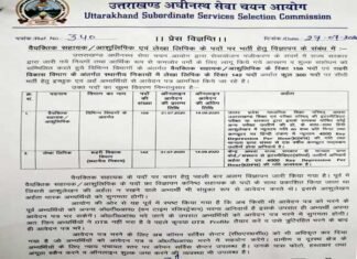 उत्तराखंड : सरकारी नौकरी की राह देख रहे बेरोजगार युवाओं के लिए खुशखबरी, 300 पदों पर भर्ती शुरू, यहाँ करें ऑनलाइन आवेदन recruitment for group c category post in uttarakhand