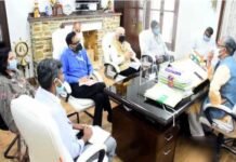 मुख्यमंत्री आवास में राष्ट्रीय आपदा प्रबन्धन प्राधिकरण के प्रतिनिधिमण्डल ने शिष्टाचार भेंट की National Disaster Management