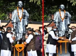 मुख्यमंत्री ने लौह पुरूष सरदार बल्लभ भाई पटेल की जयंती पर उनकी प्रतिमा पर किया माल्यार्पण Sardar Ballabhbhai Patel's birth anniversary