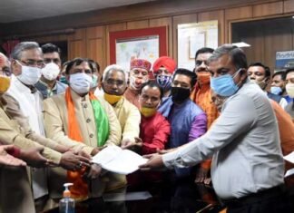 उत्तराखंड : भाजपा प्रत्याशी नरेश बंसल ने राज्यसभा के लिए भरा पर्चा naresh-bansal-bjp-candidate