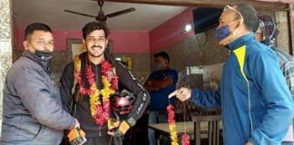 साइकिल से करीब 480 किलोमीटर की केदारनाथ यात्रा कर लौट रहे अमित डबराल का सतपुली में स्वागत traveling to Kedarnath by bicycle