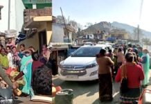 पेयजल संकट से जूझ रहे कल्जीखाल ब्लॉक के ग्रामीणों ने डीएम की गाड़ी रोककर किया घेराव Villagers encircle DM's car
