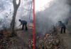 चमासू के जंगलों में लगी आग, दमकल की गाड़ी आग बुझाने पहुंची मौके पर Fire in Chamsu forest