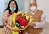 मुख्यमंत्री की पत्नी ने महाराष्ट्र व गोवा के राज्यपाल कोश्यारी से की शिष्टाचार भेंट