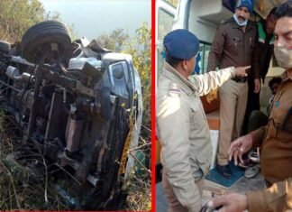 सतपुली मल्ली में महिन्द्रा पिकअप दुर्घटनाग्रस्त होने पर वाहन चालक घायल, पुलिस ने गोल्डन ऑवर में बचायी घायल की जान satpuli-accident