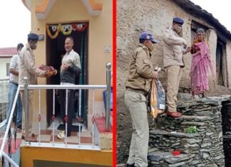 कोरोना संकट काल में बुजुर्ग व्यक्तियों की कुशलक्षेम पूछने उनके आवास पर पहुंचे पौड़ी जनपद पुलिस के क्षेत्राधिकारी, कम्यूनिटी बास्केट से राशन किट की भेंट