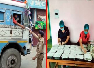 कोरोना संकट काल में ट्रक ड्राइवरों की सहारा बनी पौड़ी पुलिस truck drivers during the Corona crisis