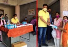 द्वारीखाल ब्लॉक प्रमुख महेन्द्र राणा ने पंचायत प्रतिनिधियों को दिए मास्क सेनिटाइजर warikhal block chief Mahendra Rana