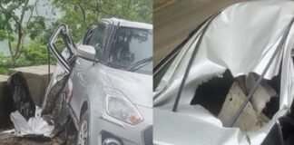 तोता घाटी में कल दोपहर कार के ऊपर पत्थर गिरने से हुए हादसे में घायल डिग्री कॉलेज के प्रवक्ता की मौत car-accident-tota-ghati