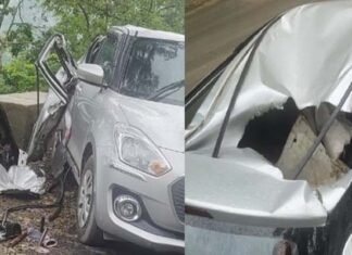 तोता घाटी में कल दोपहर कार के ऊपर पत्थर गिरने से हुए हादसे में घायल डिग्री कॉलेज के प्रवक्ता की मौत car-accident-tota-ghati