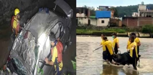 Car fell into drain in Dehradun