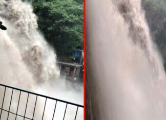 मसूरी में हुई भारी बारिश से कैंपटी फॉल में आया उफान, विकराल रूप देखकर दहशत में आए पर्यटक Kempty-Falls
