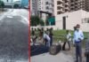 ग्रेटर नोएडा प्राधिकरण ने सड़कें रिपेयर करने का चलाया अभियान ROAD-REPAIRING-in-greater noida