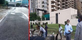 ग्रेटर नोएडा प्राधिकरण ने सड़कें रिपेयर करने का चलाया अभियान ROAD-REPAIRING-in-greater noida