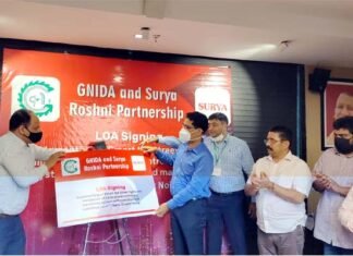 ग्रेटर नोएडा वासियों को दिवाली पर मिल जाएगा स्मार्ट एलईडी लाइट का तोहफा, सालभर में 70 हजार एलईडी से रोशन होंगी ग्रेनो की सड़कें, बिजली चोरी पर लगेगी रोक gnida-and-surya-soshni-partnership