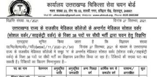 उत्तराखंड स्वास्थ्य विभाग में ‘समूह ग’ की निकली भर्ती, 38 पदों के लिए आवेदन शुरू uttarakhand medical college recruitment