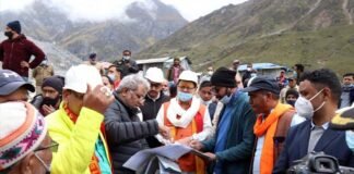 मुख्यमंत्री पुष्कर सिंह धामी ने किया केदारनाथ पुनर्निर्माण कार्यो का अवलोकन cm Dhami inspected Kedarnath reconstruction works